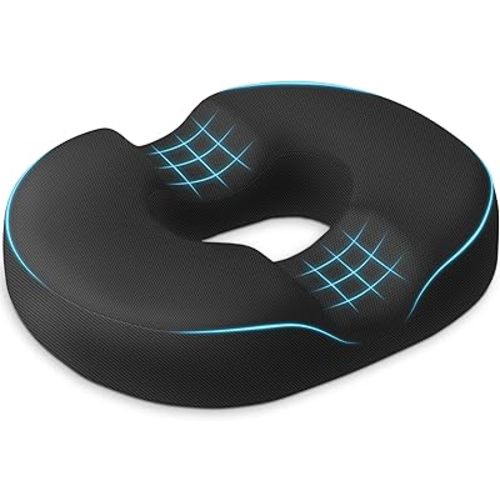 BlissTrends Donut Pillow Seat Cushion,Donut Chair Cushions for Postpartum Pregnancy & Hemorrhoids,Tailbone Pain Relief Cushion,Memory Foam Lifting Cushions for Office&Home Chairs (Black)