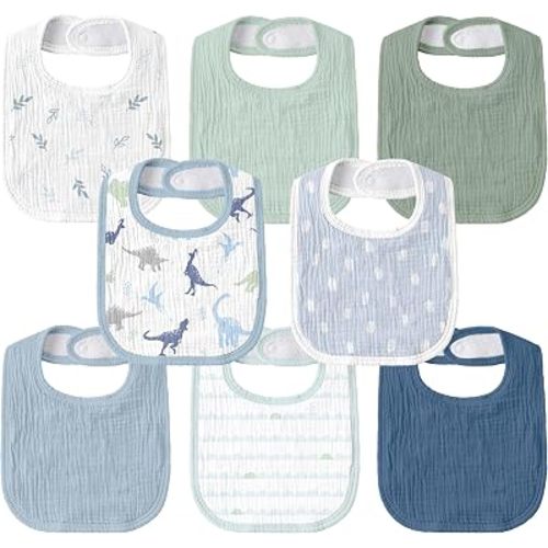 Muslin Bibs for Baby Boy, Adjustable Fit for Drooling and Teething Toddler