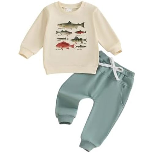 Fernvia Toddler Baby Boy Fall Clothes Animal Print Tops Pants Outfits