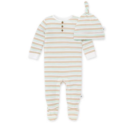 Burt's Bees Baby Organic Cotton Baby Jumpsuit & Knot Top Hat Set, Sizes Newborn-6/9 Months