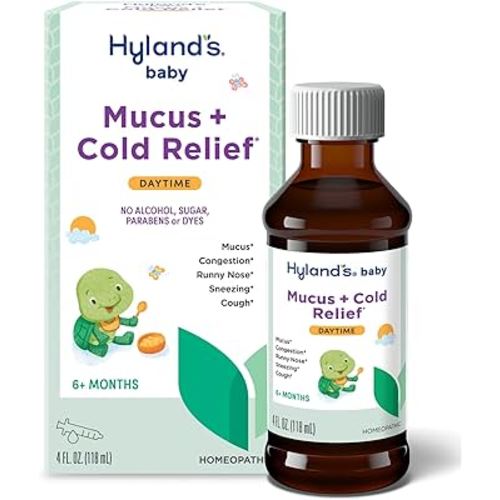 Hyland's Baby Mucus and Cold Relief, Daytime Baby Medicine, Infant Cold and Cough Remedy, Decongestant, 4 Fluid Ounce