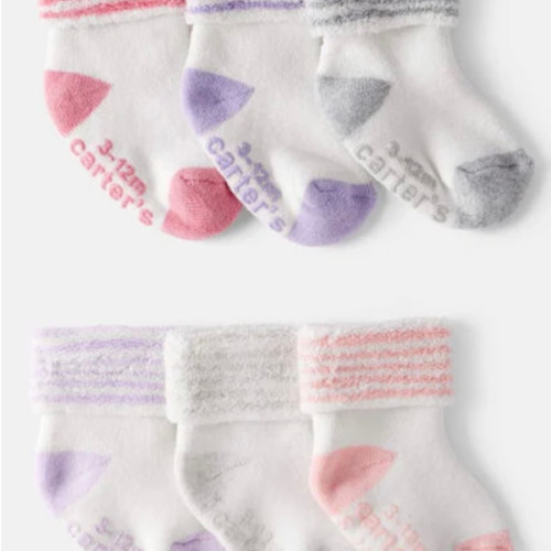 Baby Girl 6-Pack Striped Ankle Socks - White | Carter's