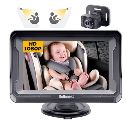 DoHonest Baby Car Camera HD 1080P - Rear-Facing Car Baby Monitor with Night Vision, Adjustable View Angle, Easy Setup, Anti-Glare Display, Safety for Kids & Infants