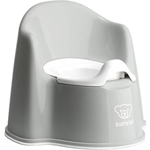 BabyBjörn Potty Chair, Gray/White Potty Training Toilet, Easy-to-Clean, Removable Inner Potty, Non-Slip