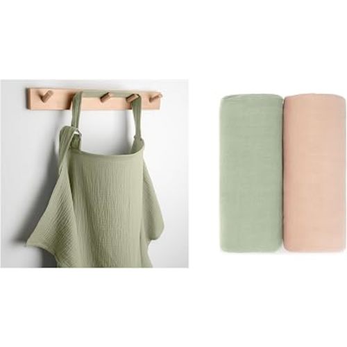 Muslin Nursing Cover and Muslin Swaddle Blankets Pack of 2 Bundled by Comfy Cubs