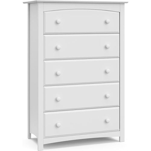 Storkcraft Kenton 5 Drawer Dresser (White) for Kids Bedroom, Nursery Dresser Organizer, Chest of Drawers with 5 Drawers, Universal Design for Children’s Bedroom