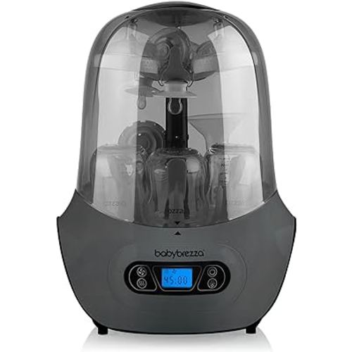 Baby Brezza Baby Bottle Sterilizer and Dryer Machine – Electric Steam Sterilization - Universal Fit - Pacifiers, Glass, Plastic, and Newborn Feeding Bottles, Charcoal