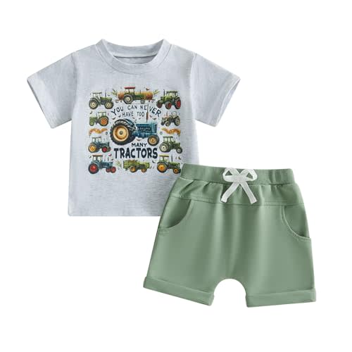 Kupretty Toddler Baby Boy Clothes Summer Outfit Animals Shirt Shorts Set | 6 12 18 24 Months 2T 3T 4T 5T Baby Boy Clothing Set Toddler Summer Outfit Short Sleeve Tee T-Shirts & Shorts Set