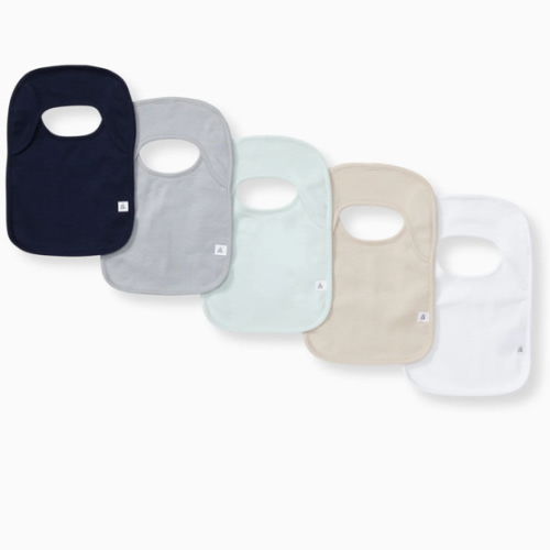 Solid Organic Cotton Baby Bibs 5 Pack - Midnight