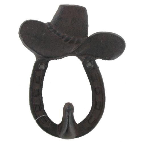 Cowboy Hat & Horseshoe Metal Wall Hook