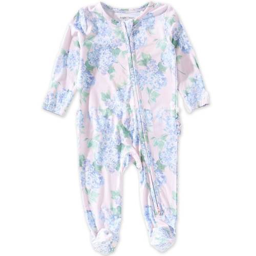 Angel Dear Baby Girls Long Sleeve Hydrangeas Print Ruffle Footed Coverall