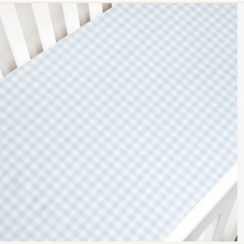 Picnic Gingham Crib Sheet - Blue