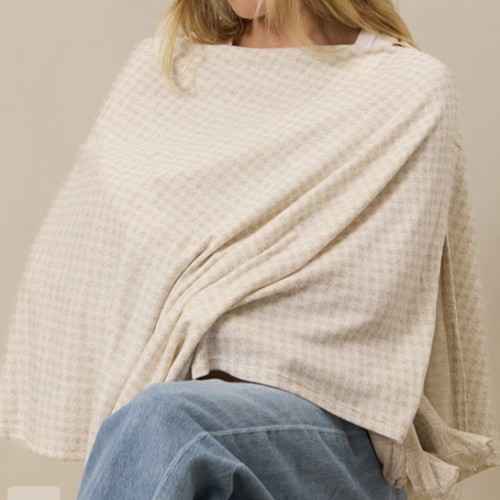 Cream Houndstooth Nursing Cover