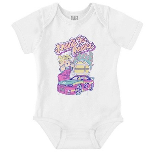 Dennis The Menace Flaming Racecar Baby Bodysuit Jumper Girls Licensed Brisco Brands White nb