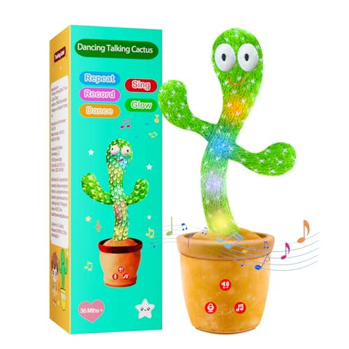 TWORIVER Talking Dancing Cactus Toys for Baby Boys Girls,Toddler Cactus Mimicking Toy Gifts for Infant Kids Easter Basket Stuffers with 120 English Songs,Adjustable Volume Recording & Repeating