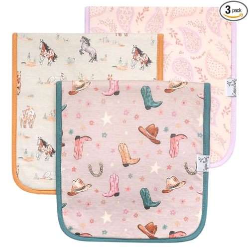 Copper Pearl Baby Burp Cloth Large 21''x10'' Size Premium Absorbent Triple Layer 3-Pack Gift Set Cheyenne