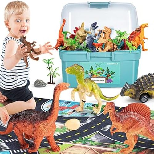 Dinosaur Toys for 3 4 5 Year Old Boys Gifts, Dinosaurs Toys for Kids 3-5-7, Dino Figures Activity Play Mat Christmas Birthday Gifts for Girls Toddler Toy Age 2-4