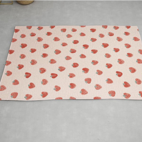 Emanuela Carratoni Strawberries on Pink 2' x 3' Rug - Deny Designs