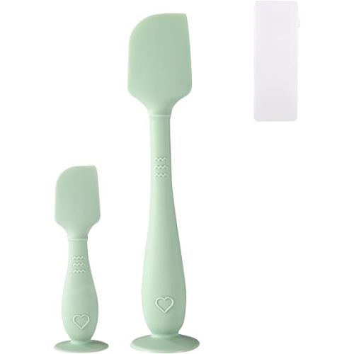 2pcs Baby Diaper Cream Spatula with Travel Case, 2 Sizes Soft Flexible Silicone Butt Paste Applicator Baby Diaper Rash Cream Spatula Bum Brush for Newborn(Green)
