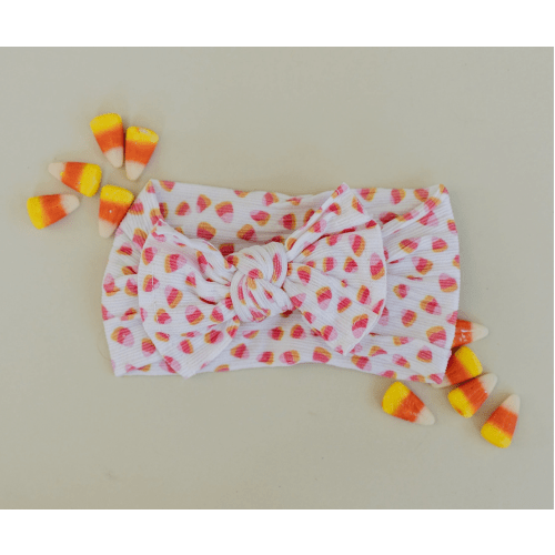 Ribbed Candy Corn Halloween Nylon Baby Headband