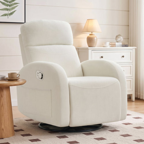 Latitude Run® Delba 37"Modern Upholstered Manual Swivel Rocker Glider Recliner Nursery Chair & Reviews | Wayfair
