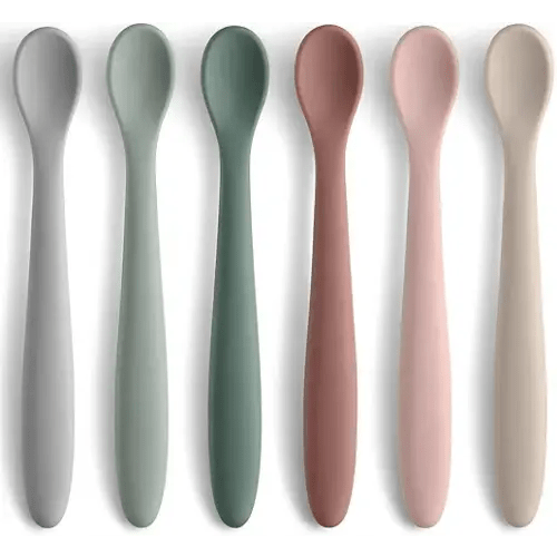 6-Piece Silicone Baby Feeding Spoons, First Stage Infant Spoons, Soft-Tip Easy on Gums I Baby Training Spoon | Infant Utensils Feeding Supplies, Dishwasher & Boil-proof