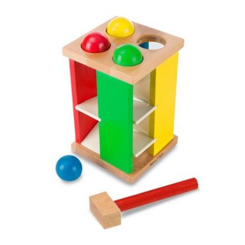 Melissa & Doug Deluxe Pound and Roll Wooden Tower Toy With Hammer: Educational Hammering Play Tool Set
