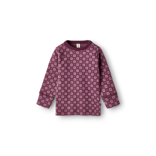 Baby merino wool long sleeve top with Nordic pattern - - Dilling