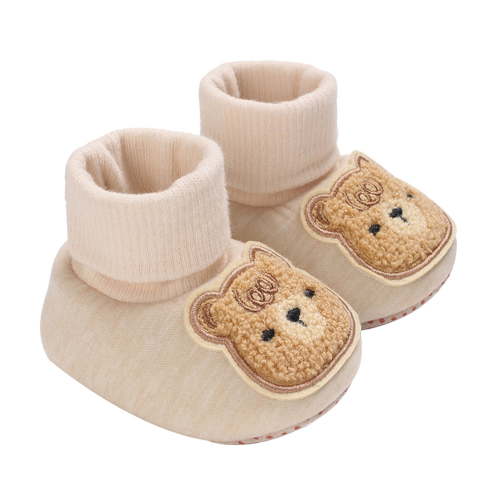 Loliuicca Baby Slippers Soft Anti-Slip Booties Bear Embroidery Infant Sock Shoes