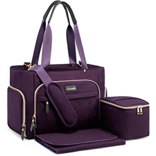 LOVEVOOK Breast Pump Bag, Diaper Bag Tote 3Pcs Set, Work Bag for Breastfeeding Mom with 15" Laptop Pocket, Cooler Bag & Changing Pad Fit Most Breast Pumps Like Spectra S1/S2, Medela, Rainyb, Elvie