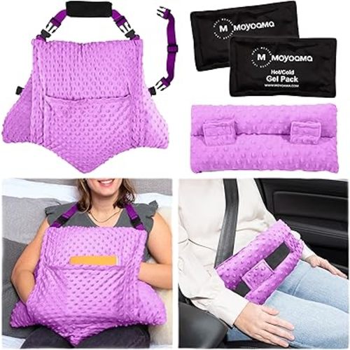 MOYOAMA 4 Pc Hysterectomy Pillow Set – Incl Seatbelt Cushion & 2 Gel Packs for Soothing Relief – After Hysterectomy Recovery Must-Haves, Post-Op C-Section Pillow Gifts, Abdominal Surgery Recovery