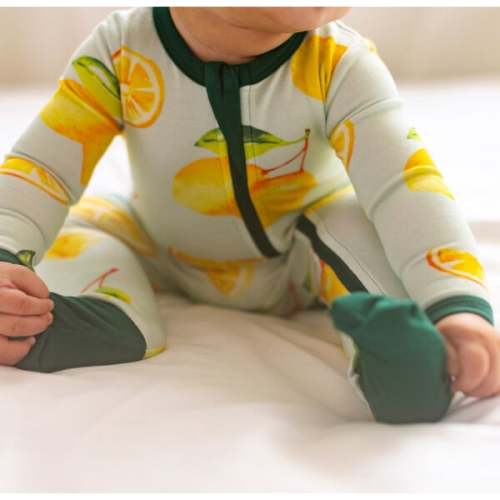 Baby Bamboo Pajamas w/ DreamCuffs®, Lemon Boy - Dreamland Baby | Maisonette