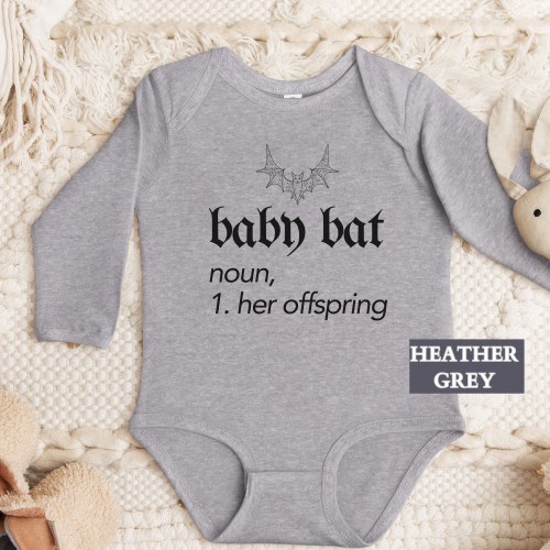 Funny Goth Long Sleeve Babysuit, Baby Shower Gift For Goth Mom, Baby Bat Definition Christmas Gift for Goth Mom, Goth Pregnancy Announcement