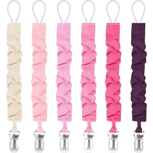 Pacifier Clip for Baby Girls & Boys, 6 Pack Binky Clips
