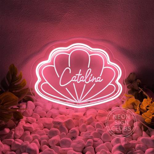 Custom Seashell Name Neon Sign, Kids Room Nursery Decor, Mermaid Baby Gift