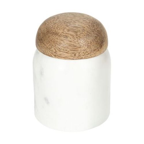 Storied Home Modern Marble Canister with Wood Lid