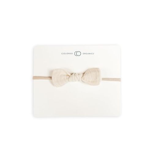Colored Organics Baby Organic Cotton Dainty Bow Headband - Infant Girls - Natural Muslin