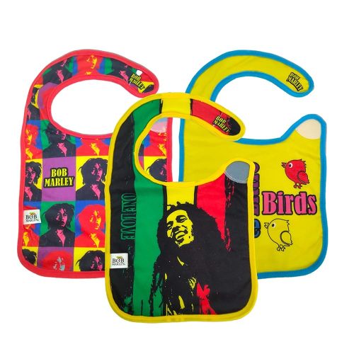 daphyls Bob Marley Baby Bib 3-Pack Extra Soft, Officially Licensed, Easy Side Closure, Large Size Fits Infant Toddler and Baby