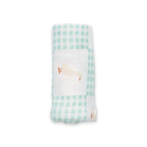 Cute Goose Gingham Bamboo Stretchy – Soft & Breathable Newborn Baby Blanket by Ellie Sue