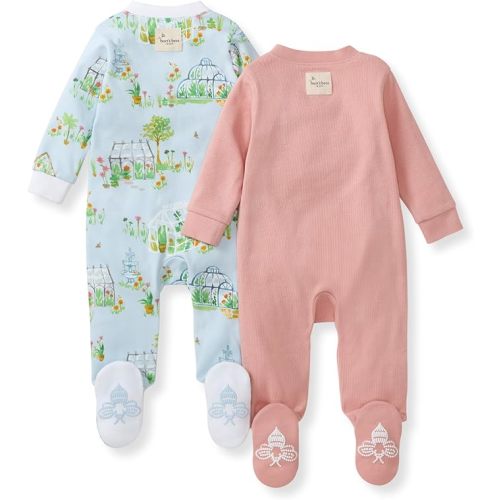 Burt's Bees Baby Girls' Organic Cotton Sleep and Play Footed Pajamas
