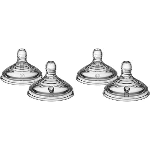 Tommee Tippee Natural Start Baby Bottle Nipples,Breast-Like for A Natural Latch,Anti-Colic Valve,Soft Silicone,Slow Flow,0+ Months,2 Count (Pack of 2)