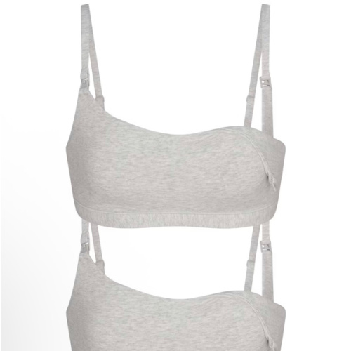 SKIMS | Cotton Jersey Maternity Nursing Scoop Bralette 2-Pack | Light Heather Grey | Size Small