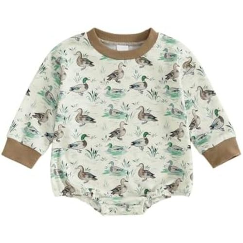 fhutpw Unisex Baby Long Sleeve Bodysuit Fall Winter Infant Boy Girl Romper Duck Print 3 6 12 18 Months Clothes