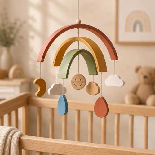 Wooden Rainbow Baby Mobile