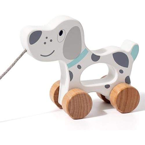 Baby Toys Car,Wooden Pull Along Toddler Toy, Developmental Toy for 1 Year Old Girl Boy Birthday Gift (Dog)