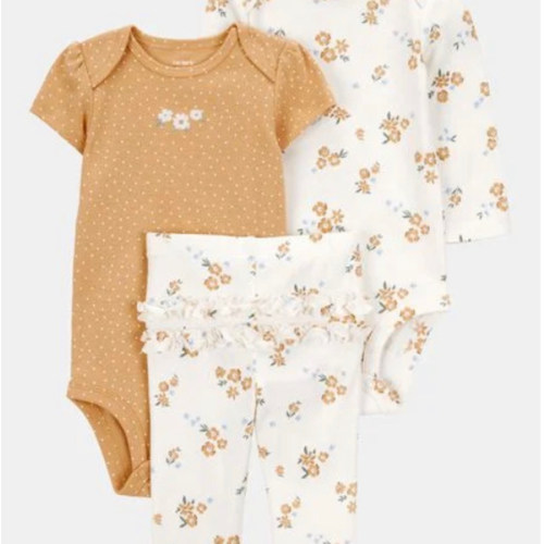Baby Girl 3-Piece Floral Little Character Set® - Gold/White | Carter's