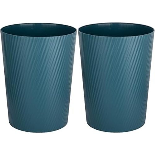 UUJOLY Small Trash Can Wastebasket Garbage Can Container Bins for Bathrooms, Laundry Room, Kitchens, Offices, Kids Rooms, Dorms (Bluish Green, 2 Pack)