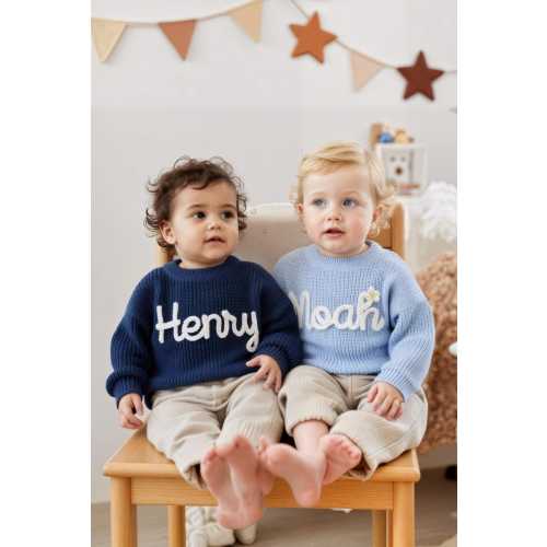 Custom Embroidered Baby Name Sweater: Personalized Knit Crochet Gift, Baby Name Sweater, Knit Sweater,Vintage sweater, Christmas sweater