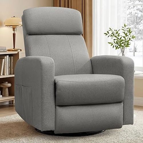 Korser Power Swivel Recliner Chairs for Adults, Electric Glider Rocking Chair Nursery, Glider Recliner Nursery Chair with Classified Side Pocket, Nursery Rocking Chairs with USB and Type-C Ports