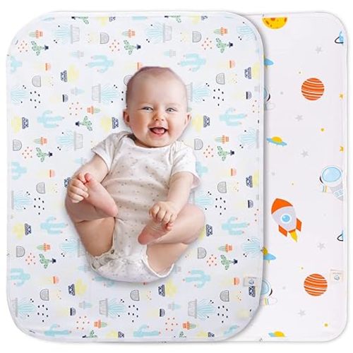 Baby Changing Pad Changing Table Pads Waterproof Large Size 37.5x27.5 Inch Portable Diaper Changing mat Liners Reusable Washable Mattress Protector for Girls & Boys 2 Pack